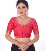 Mmore Women's Phentom Silk Embroidered Readymade Padded Saree Blouse
