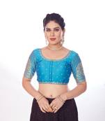 Mmore Women's Mulberry Silk Embroidered Readymade Padded Saree Blouse