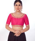 Mmore Women's Mulberry Silk Embroidered Readymade Padded Saree Blouse