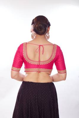 Mmore Women's Mulberry Silk Embroidered Readymade Padded Saree Blouse 2