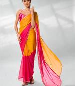 Colourblocked Pure Chiffon Saree