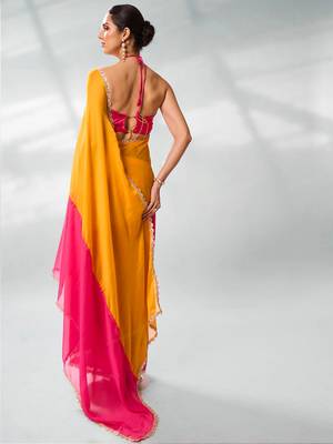 Colourblocked Pure Chiffon Saree 5