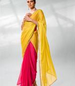 Colourblocked Pure Chiffon Saree