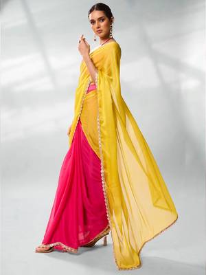 Colourblocked Pure Chiffon Saree 2