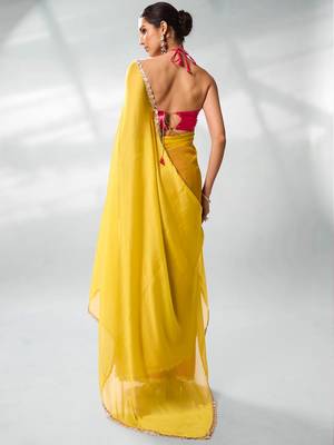 Colourblocked Pure Chiffon Saree 3