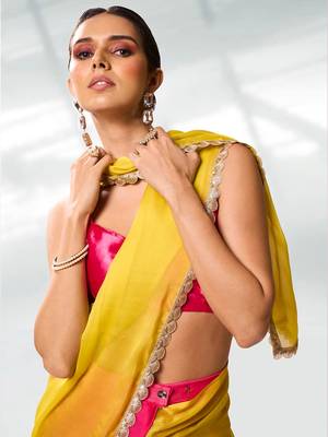 Colourblocked Pure Chiffon Saree 5