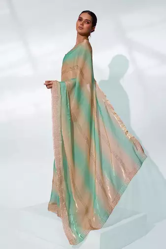 Embellished Beads And Stones Organza Saree