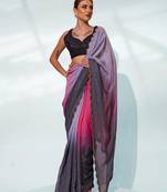 Ombre Beads And Stones Organza Saree