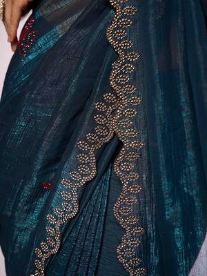 Embellished Beads And Stones Organza Saree 3