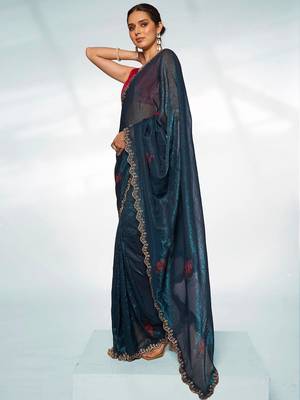 Embellished Beads And Stones Organza Saree 4