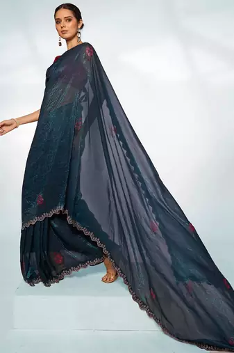 Embellished Beads And Stones Organza Saree