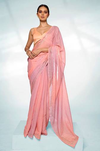 Embellished Beads And Stones Organza Saree