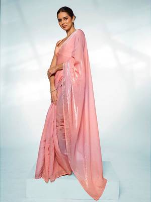 Embellished Beads And Stones Organza Saree 2