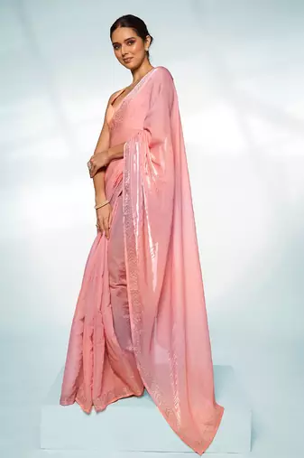 Embellished Beads And Stones Organza Saree