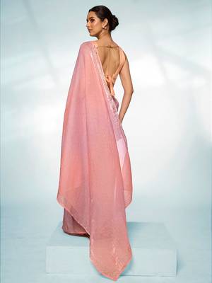 Embellished Beads And Stones Organza Saree 3