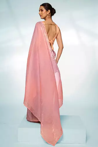 Embellished Beads And Stones Organza Saree