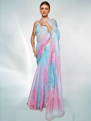 Embellished Beads And Stones Organza Saree 1