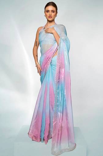 Embellished Beads And Stones Organza Saree