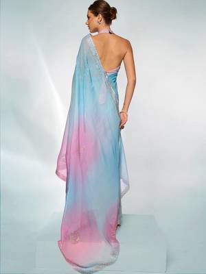 Embellished Beads And Stones Organza Saree 3