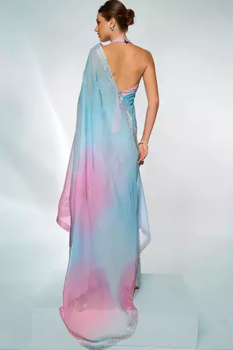 Embellished Beads And Stones Organza Saree