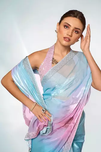 Embellished Beads And Stones Organza Saree