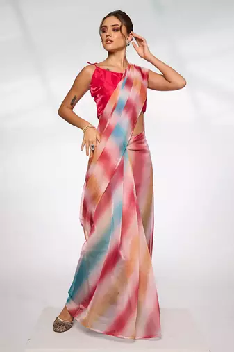 Striped Organza Saree
