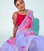 Floral Printed Organza Saree