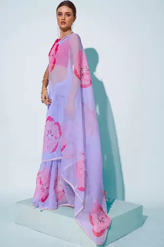 Floral Printed Organza Saree