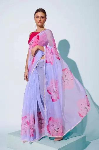 Floral Printed Organza Saree