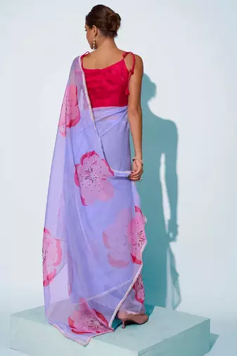 Floral Printed Organza Saree
