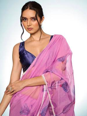 Floral Printed Organza Saree 1