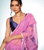Floral Printed Organza Saree
