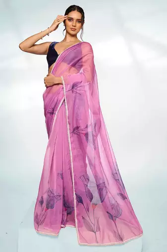 Floral Printed Organza Saree