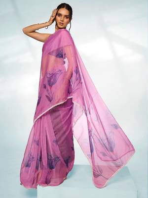 Floral Printed Organza Saree 3