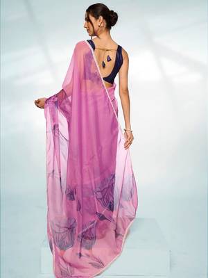 Floral Printed Organza Saree 4