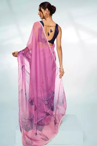 Floral Printed Organza Saree