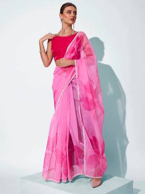 Floral Printed Organza Saree 1