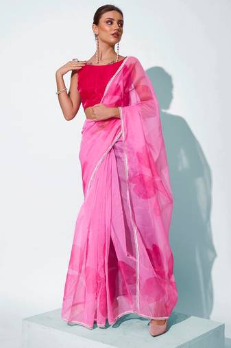Floral Printed Organza Saree
