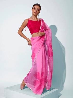 Floral Printed Organza Saree 2