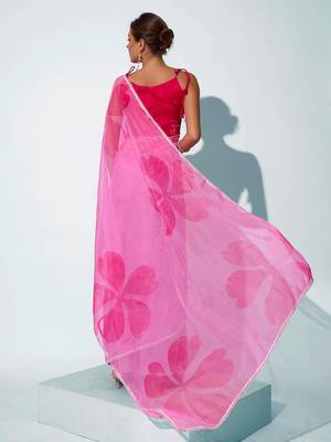 Floral Printed Organza Saree 4
