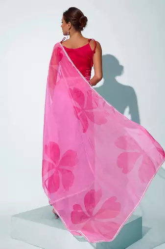 Floral Printed Organza Saree