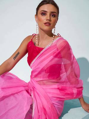 Floral Printed Organza Saree 5