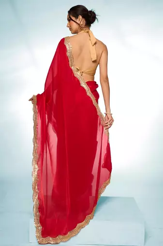 Embellished Sequinned Organza Saree