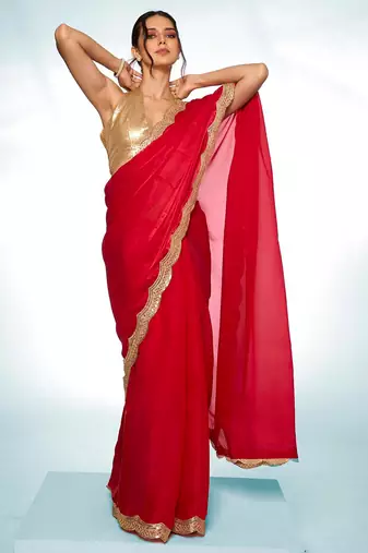 Embellished Sequinned Organza Saree