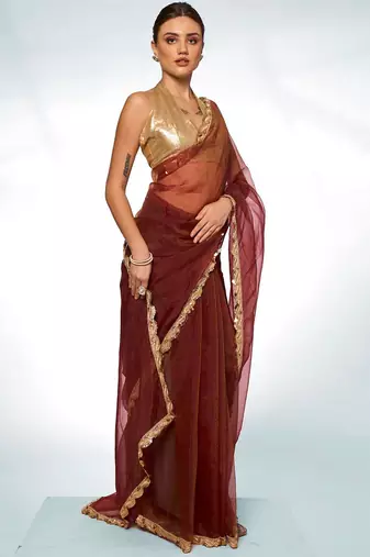 Embellished Sequinned Organza Saree