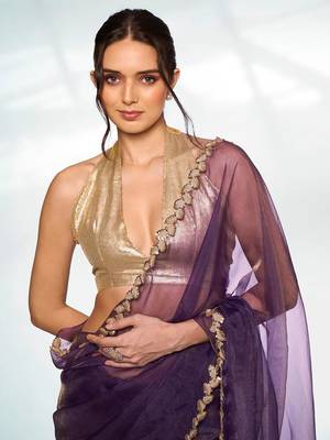 Embellished Sequinned Organza Saree 2