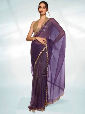 Embellished Sequinned Organza Saree 1