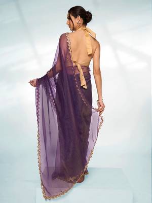 Embellished Sequinned Organza Saree 3