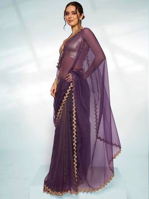 Embellished Sequinned Organza Saree 5
