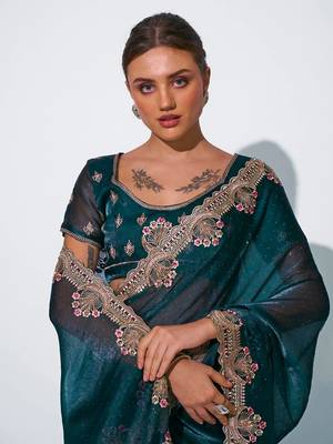 Embroidered Embellished Saree 4